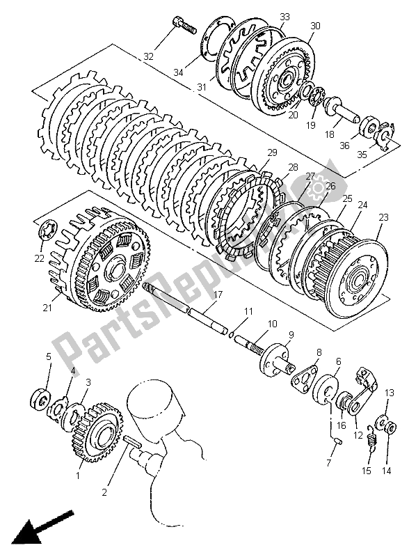 Toutes les pièces pour le Embrayage du Yamaha XV 1100 Virago 1998