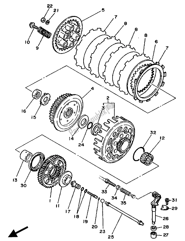 All parts for the Clutch of the Yamaha TZ 250 1990