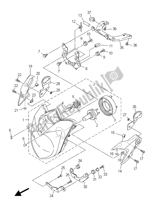 Alle onderdelen voor de Koplamp van de Yamaha XJ6 NA 600 2015