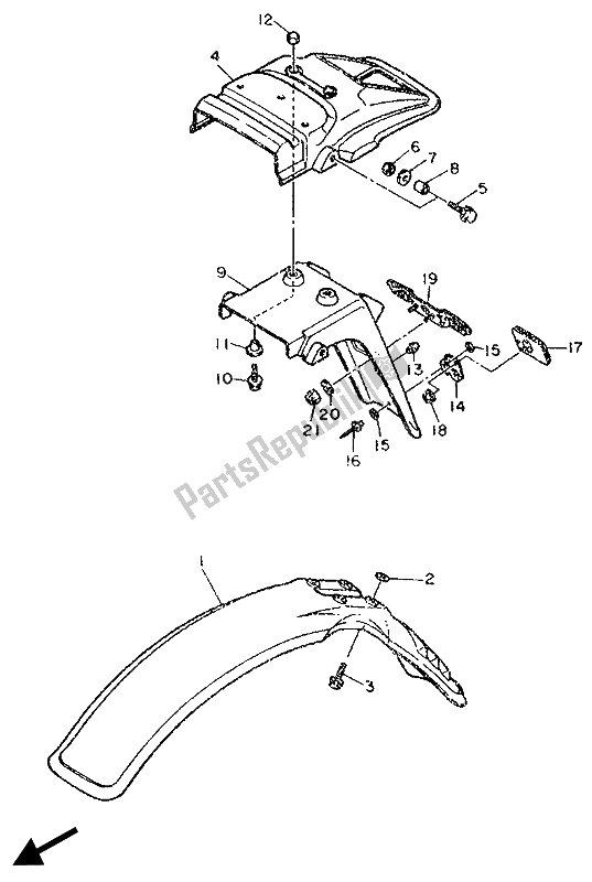 Tutte le parti per il Parafango del Yamaha XT 600 1989