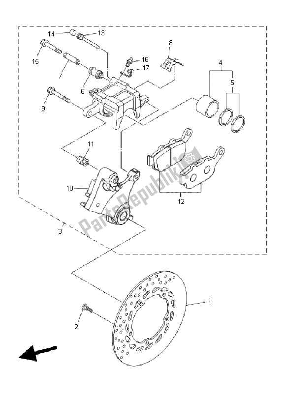 All parts for the Rear Brake Caliper of the Yamaha XJ6 FA 600 2011