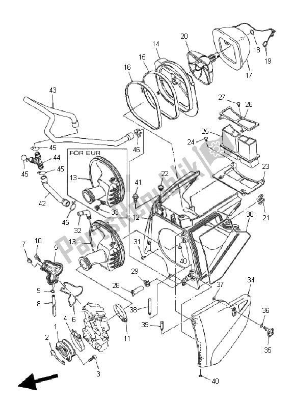 All parts for the Intake of the Yamaha WR 450F 2010