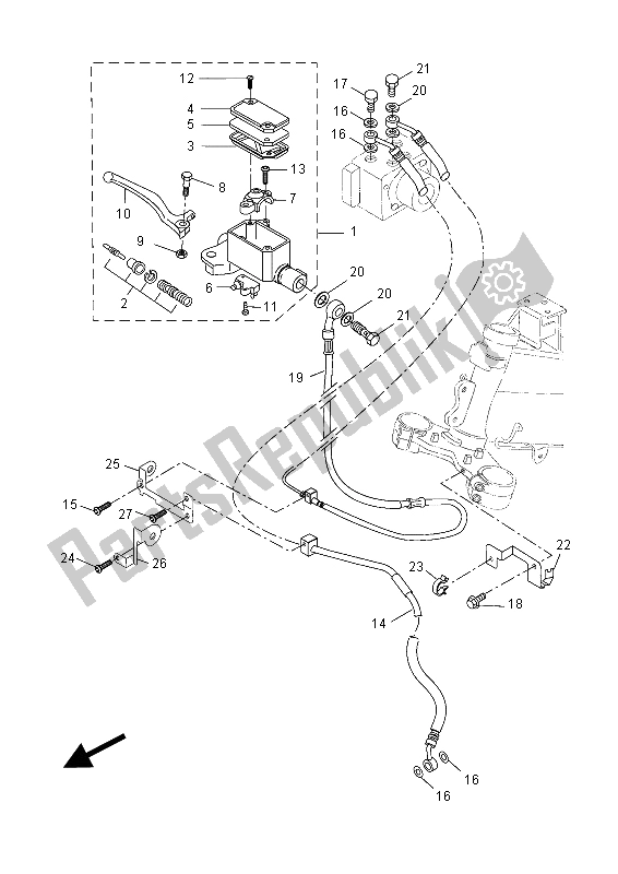 All parts for the Front Master Cylinder of the Yamaha YZF R 125A 2015