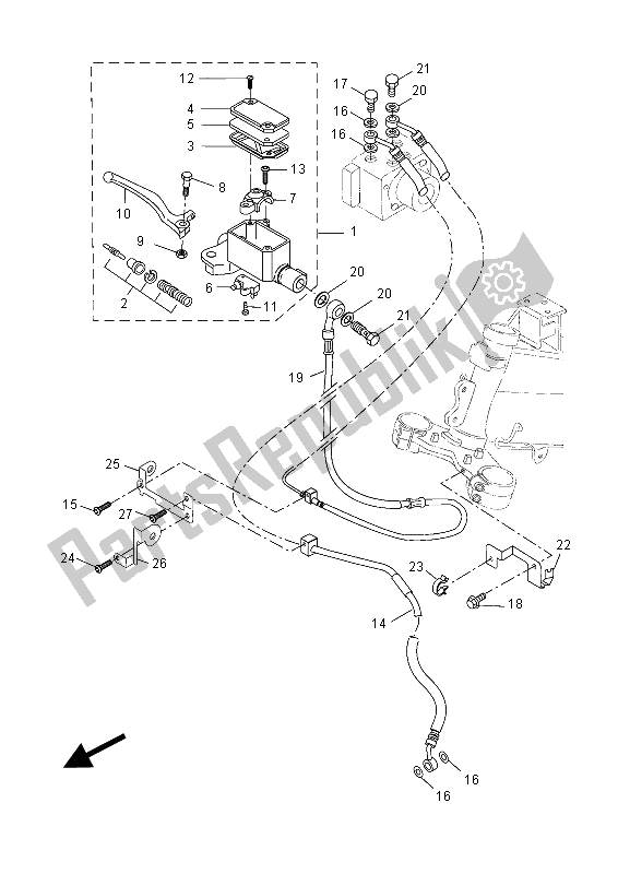 Alle onderdelen voor de Voorste Hoofdcilinder van de Yamaha YZF R 125A 2015