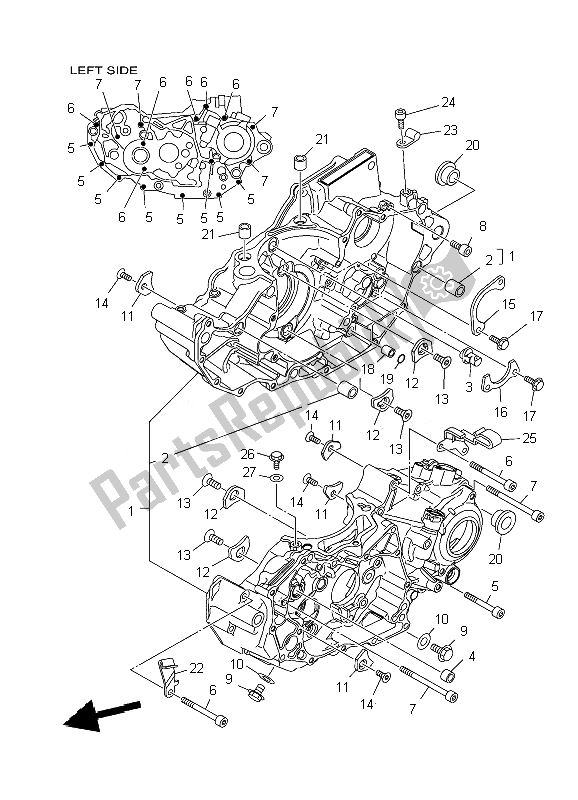 All parts for the Crankcase of the Yamaha YFZ 450R SE 2010