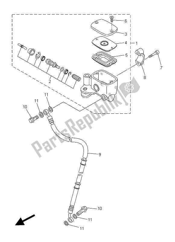 All parts for the Front Master Cylinder of the Yamaha XVS 1300 CU 2015