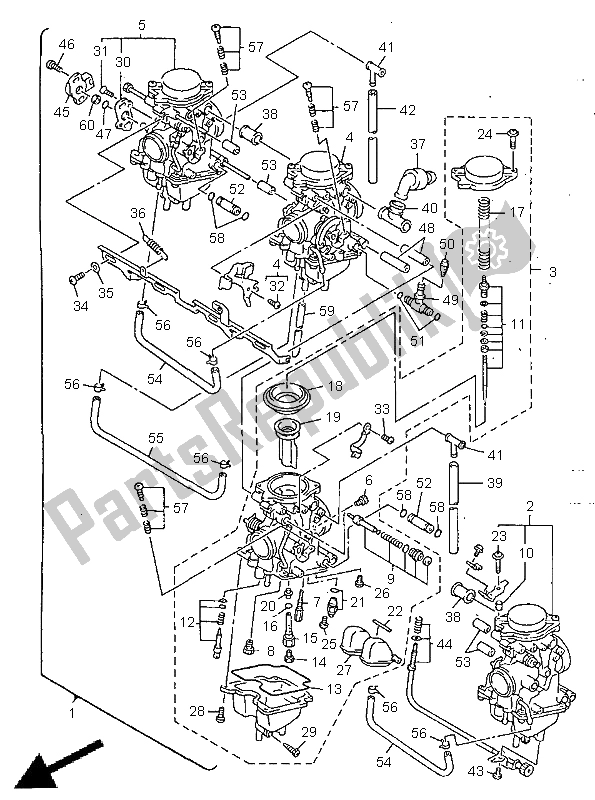 All parts for the Carburetor of the Yamaha FZS 600 1998