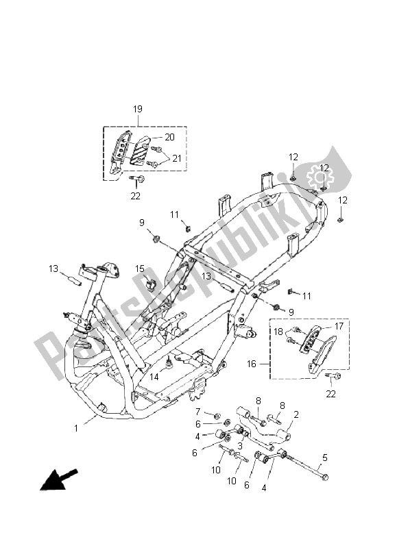 All parts for the Frame of the Yamaha VP 250 X City 2008