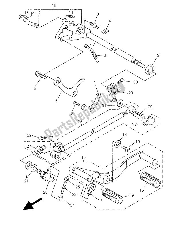 All parts for the Shift Shaft of the Yamaha XVZ 1300A Royalstar 1999