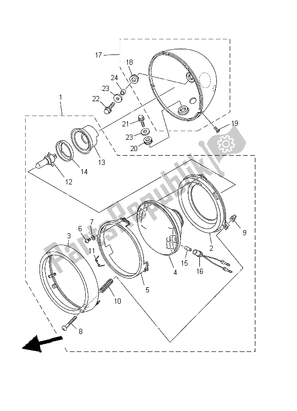 Todas las partes para Faro de Yamaha XV 1600A Wildstar 2002