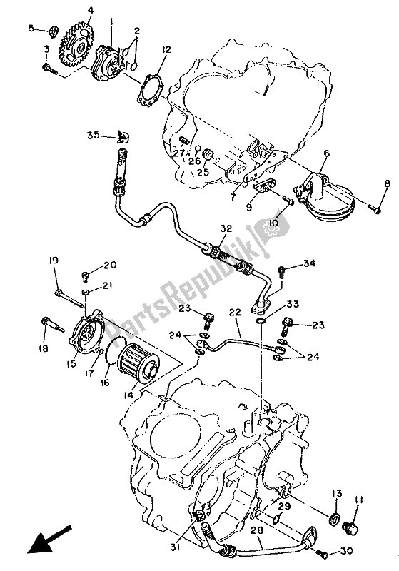 All parts for the Oil Pump of the Yamaha XT 600K 1992