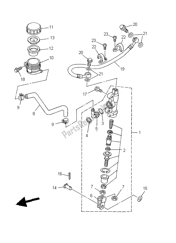 Tutte le parti per il Pompa Freno Posteriore del Yamaha YZ 85 SW LW 2002