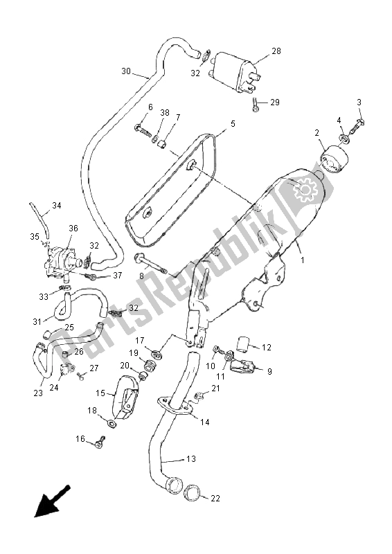 Toutes les pièces pour le échappement du Yamaha YP 125 RE Majesty 2006