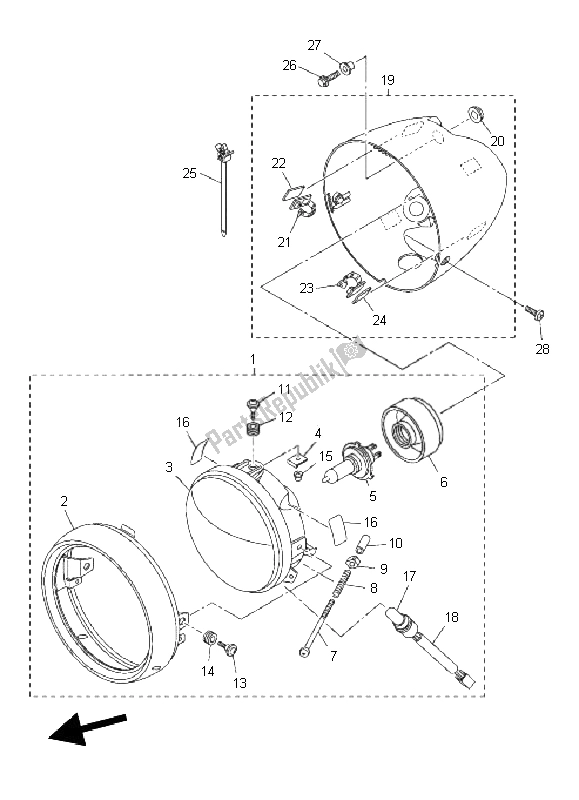 Todas las partes para Faro de Yamaha XVS 950A 2011