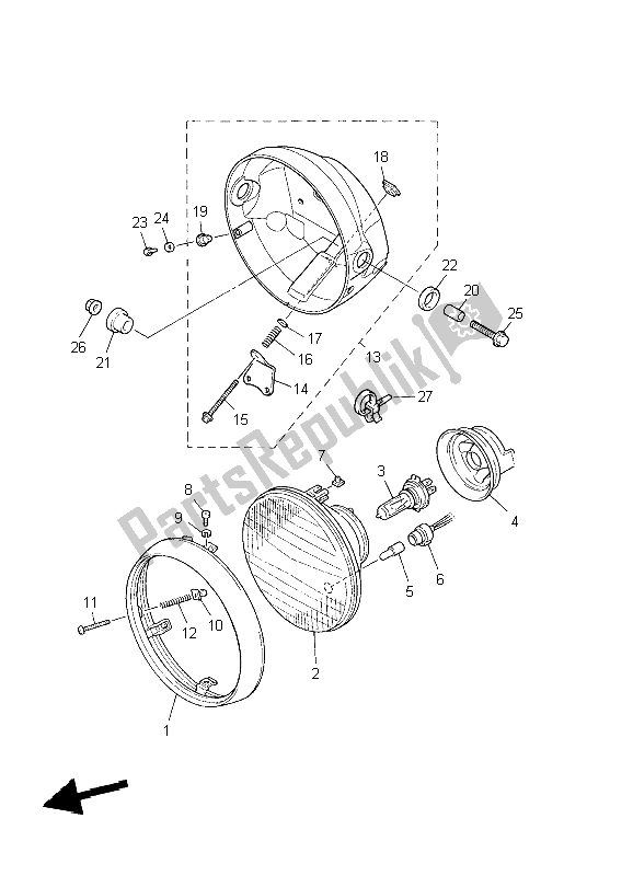 All parts for the Headlight of the Yamaha XJR 1300 2004