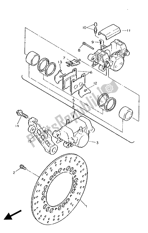 Tutte le parti per il Pinza Freno Posteriore del Yamaha FZ 750 Genesis 1989