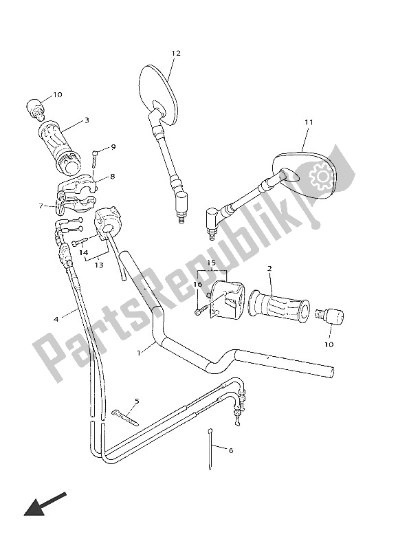 Alle onderdelen voor de Stuurhendel En Kabel van de Yamaha XJR 1300C 2016