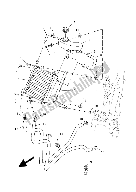 All parts for the Radiator & Hose of the Yamaha NS 50 2013