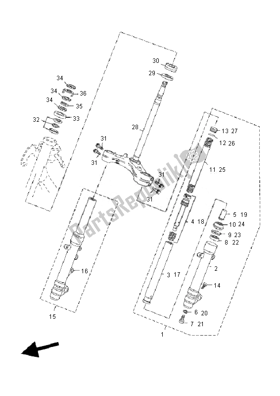 All parts for the Steering of the Yamaha YP 125R X MAX 2010