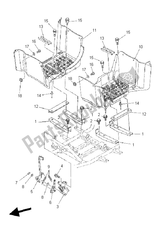 All parts for the Stand & Footrest of the Yamaha YFM 450 FA Kodiak 4X4 2004