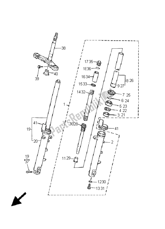 Toutes les pièces pour le Fourche Avant du Yamaha XJ 600S Diversion 2001