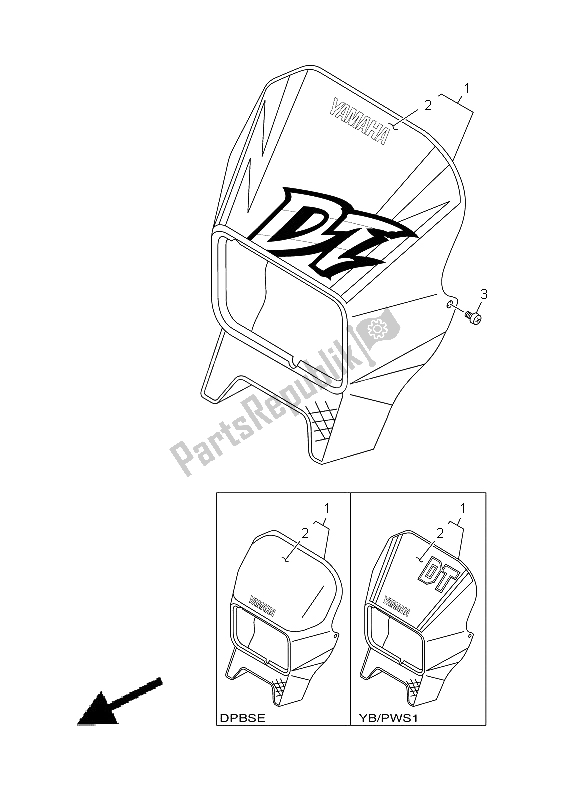 All parts for the Cowling 1 of the Yamaha DT 125 RE 1998