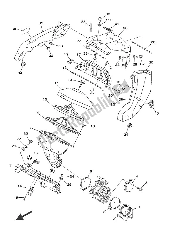 All parts for the Intake of the Yamaha YZ 450F 60 TH Anniversary 2016