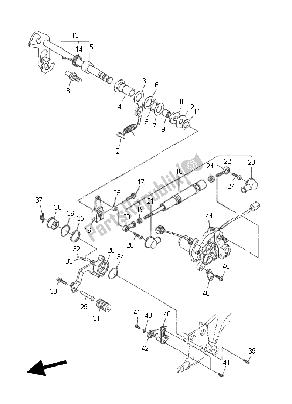 All parts for the Shift Shaft of the Yamaha FJR 1300 AS 2010