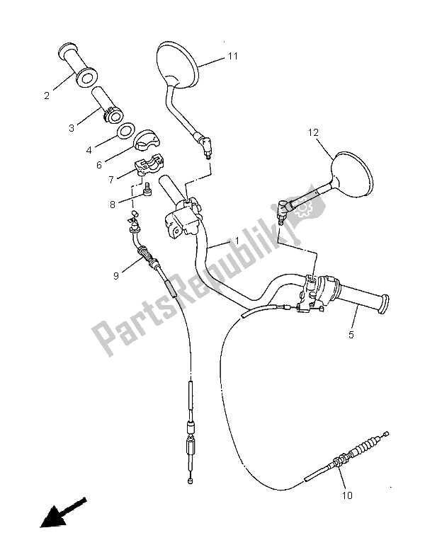 Alle onderdelen voor de Stuurhendel En Kabel van de Yamaha SR 125 1999