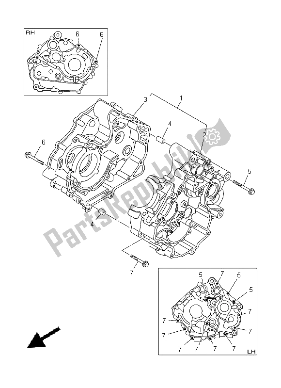 All parts for the Crankcase of the Yamaha T 135 FI Crypton X 2014