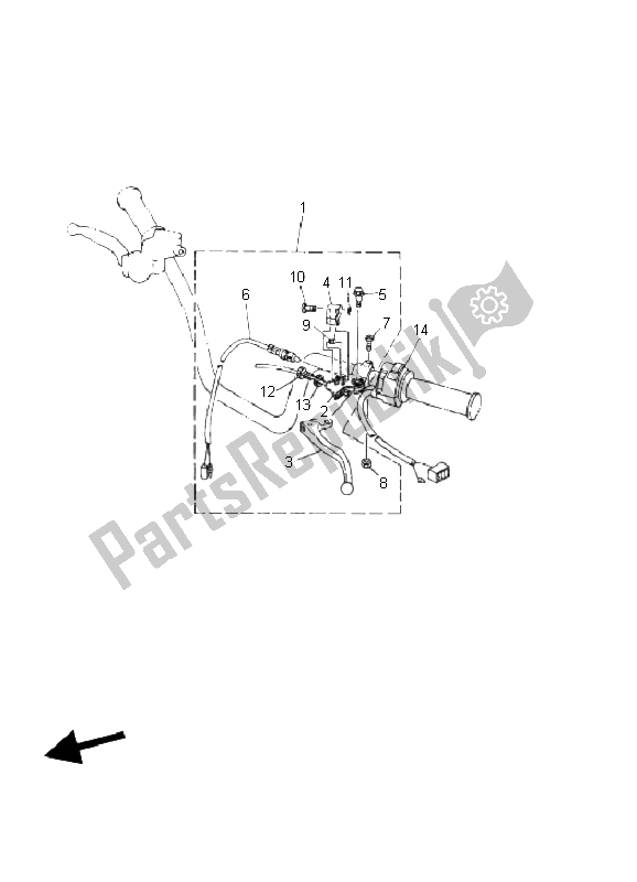 Todas las partes para Interruptor De Palanca Y Palanca de Yamaha YFM 80R 2003