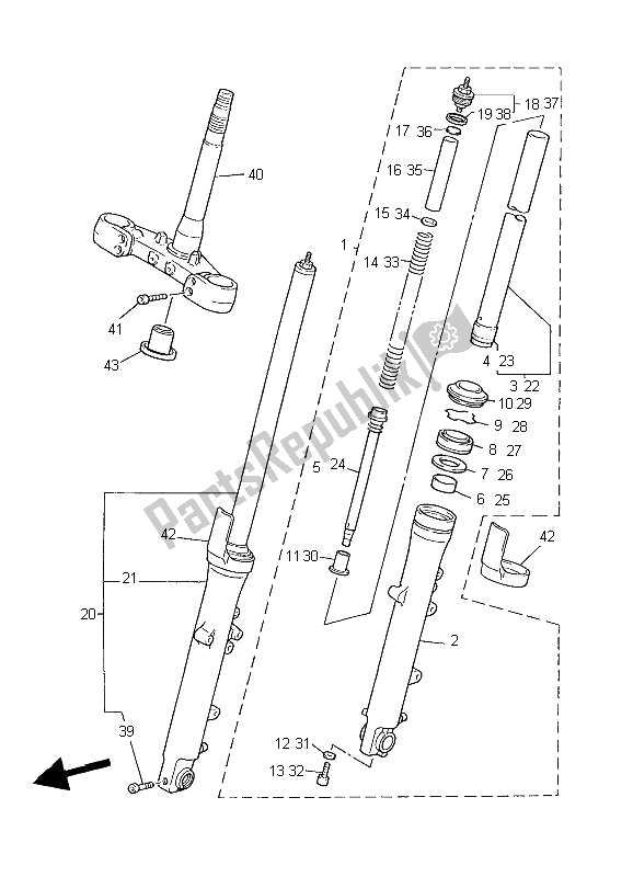 Toutes les pièces pour le Fourche Avant du Yamaha XJR 1300 2006