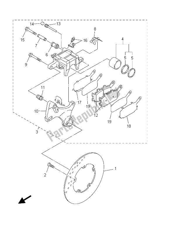 All parts for the Rear Brake Caliper of the Yamaha YZF R6 600 2003