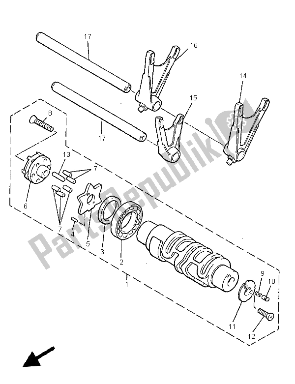 All parts for the Shift Cam & Fork of the Yamaha V MAX 12 1200 1999