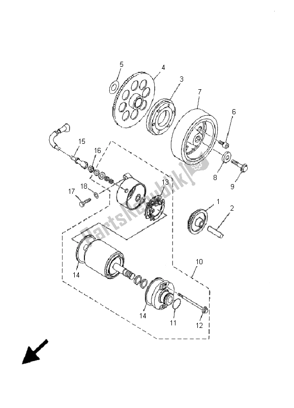 All parts for the Starter Clutch of the Yamaha XV 535 Virago 25 KW 2001