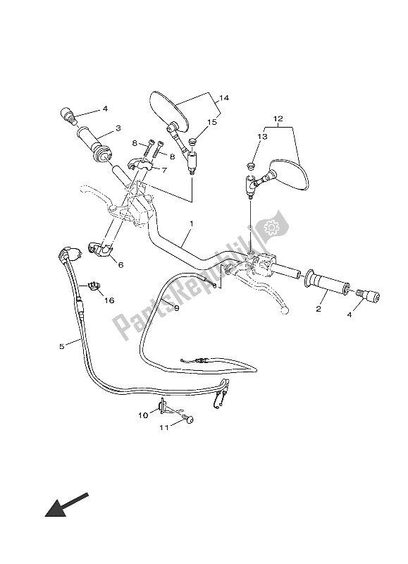 Alle onderdelen voor de Stuurhendel En Kabel van de Yamaha XSR 900 2016