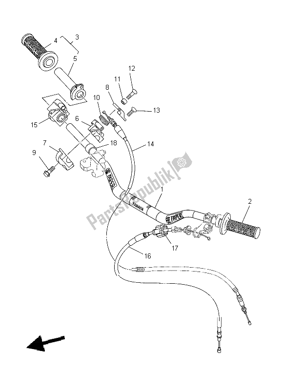 Todas las partes para Manija De Dirección Y Cable de Yamaha YZ 125 2009