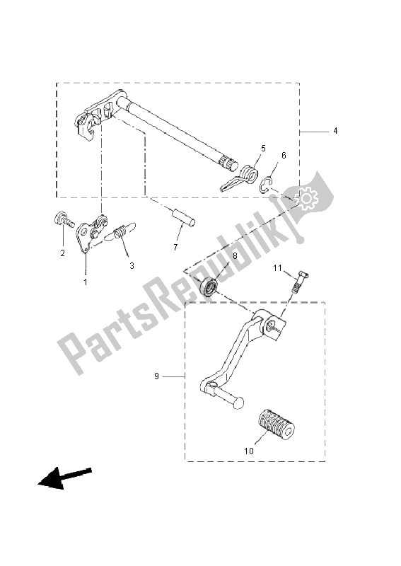 All parts for the Shift Shaft of the Yamaha WR 125R 2011