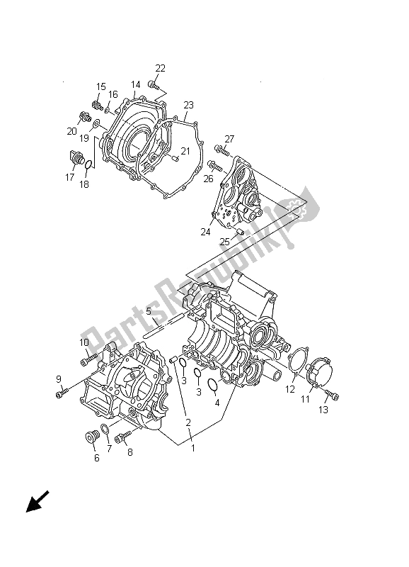 All parts for the Crankcase of the Yamaha TZ 250 2001