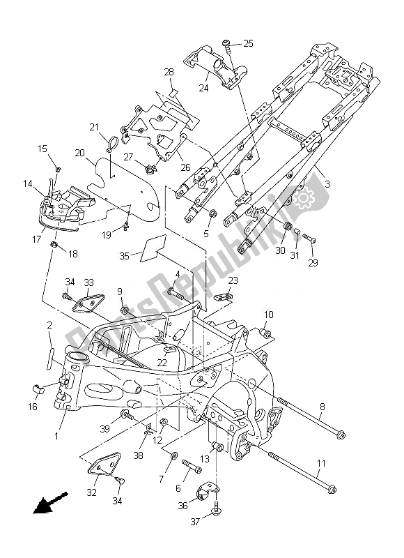 All parts for the Frame of the Yamaha FZ8 N 800 2013