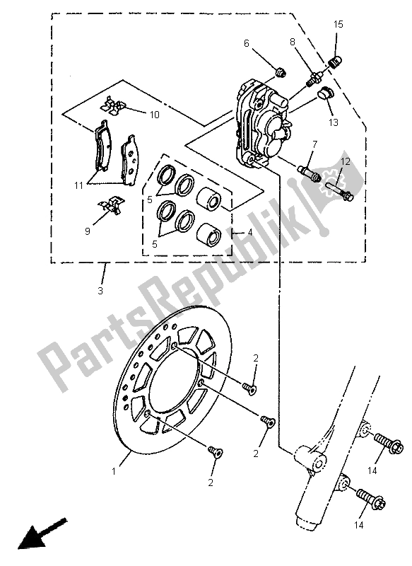 Toutes les pièces pour le étrier De Frein Avant du Yamaha YZ 80 LW 1997