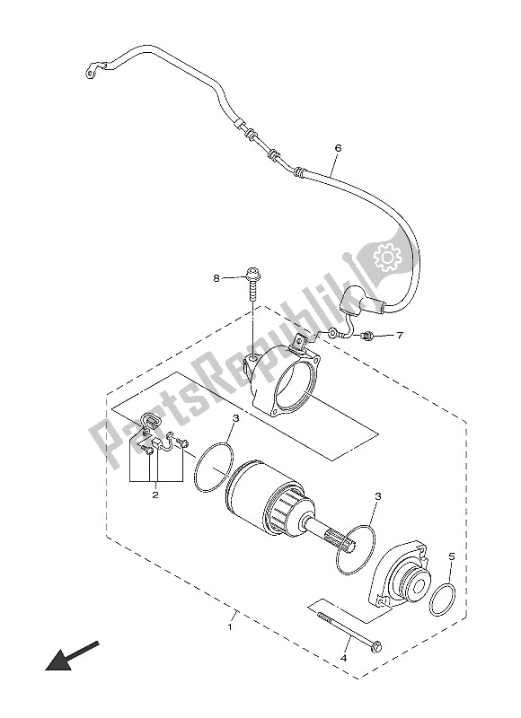 All parts for the Starting Motor of the Yamaha YZ 450 FX 2016