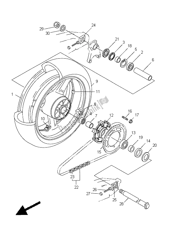 Toutes les pièces pour le Roue Arrière du Yamaha YZF R1 1000 1998