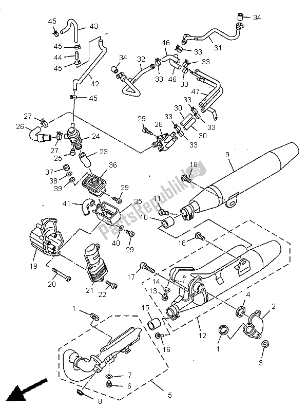 All parts for the Exhaust of the Yamaha XVS 650A Dragstar Classic 1998