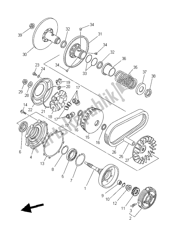 All parts for the Clutch of the Yamaha YFM 350 DE Grizzly 2014