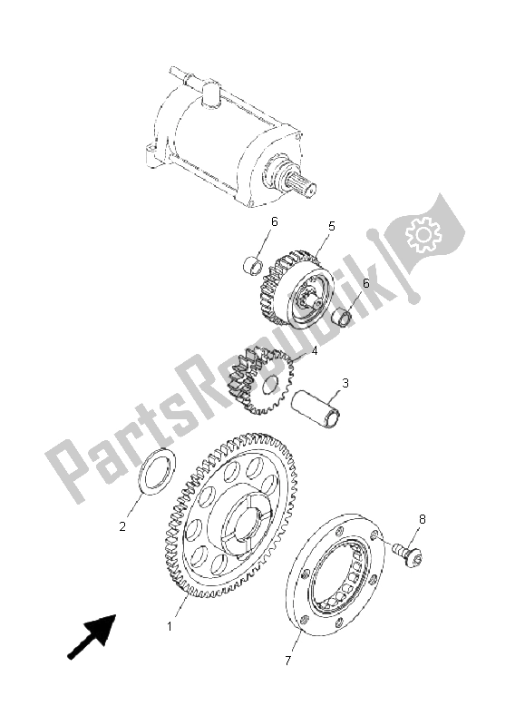 All parts for the Starter Clutch of the Yamaha YXR 700F Rhino 2008