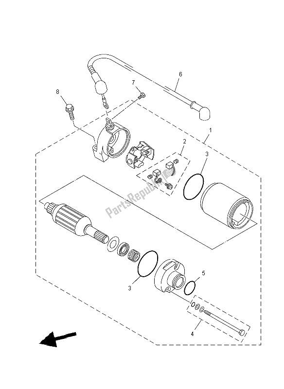 All parts for the Starting Motor of the Yamaha YFM 250R 2012