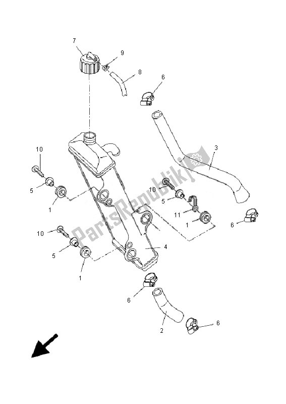 Alle onderdelen voor de Radiator Slang van de Yamaha DT 50R SM 2007