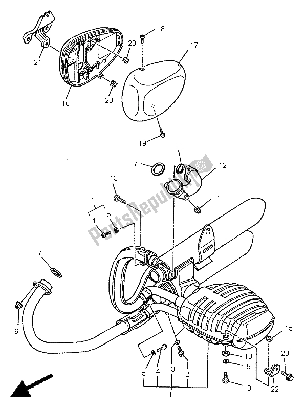 All parts for the Exhaust of the Yamaha XV 535 Virago 1998