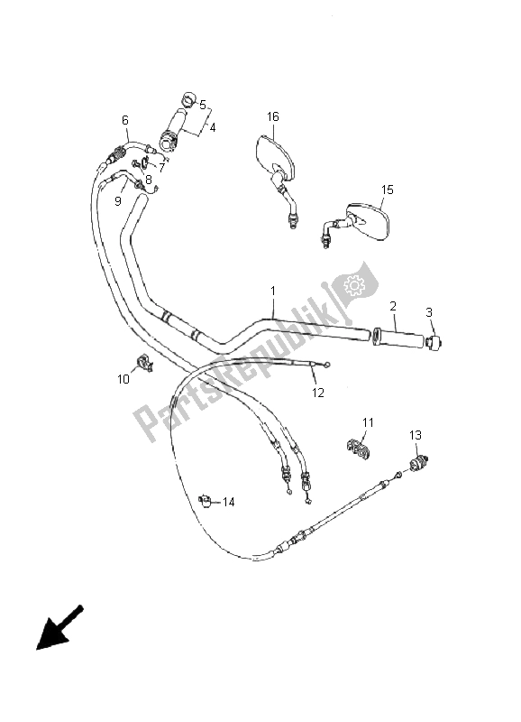 All parts for the Steering Handle & Cable of the Yamaha XV 1600A Wildstar 2001